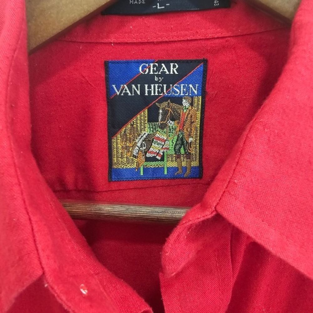 Vintage Gear by‎ Van Heusen Red Button Up Shirt Men's Long Sleeve